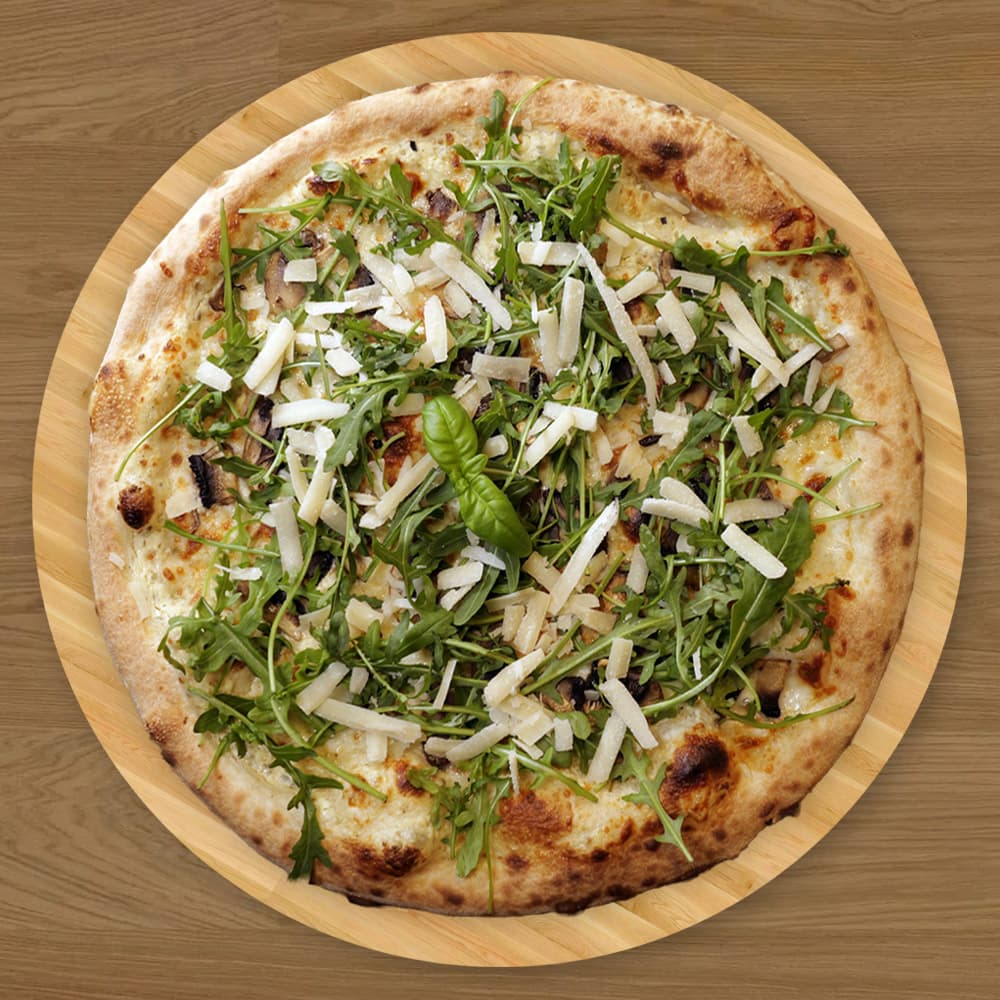 Truffle e funghi - Trøffelolje, sjampinjong, parmesan og rucola gir en dyp og aromatisk smak. Sofistikert, men jordnær